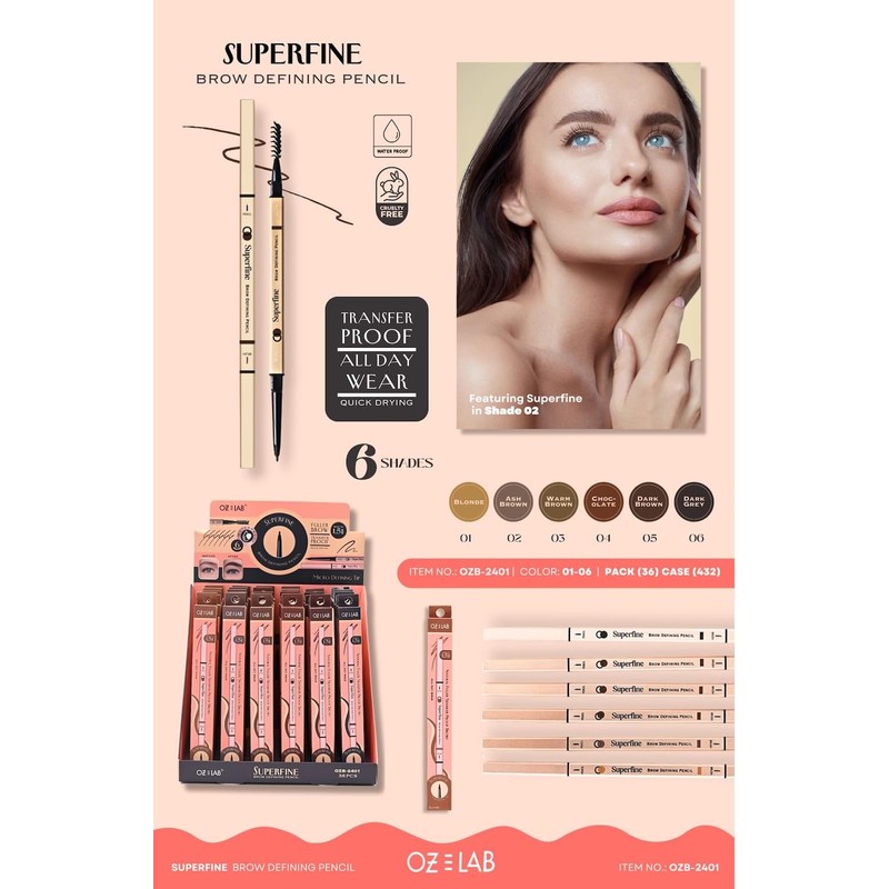 Oz Lab Beauty Superfine Micro Brow Pencil – 1.5mm Ultra-Fine
