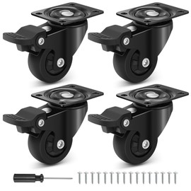 Humagineer 38 mm Wheels Wheel, Heavy Duty Casters, Safety Dual Locking Industrial Swivel TPR Castors Wheels for Furniture and Workbench Cart, Pack of 4