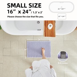 TYUU Waffle Bath Mat, Boho Bathroom Rugs Non Slip Washable Super Absorbent Quick Dry Cute Bath Mat Farmhouse Bathroom Decor, 24"x16" Lavender