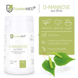FürstenMED® D-Mannose Birch Powder 100 g Mannose Powder with Measuring Spoon - D Mannose Powder Vegan & No Additives