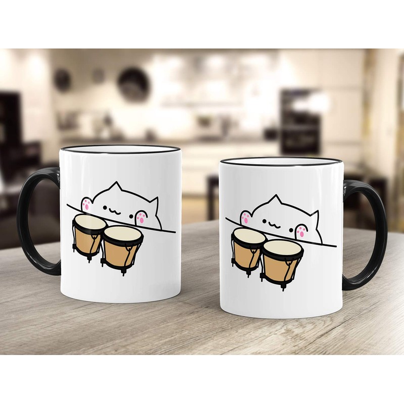 MoonWorks® Coffee Cup Bongo Cat Meme Black One Size