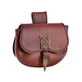 Battle-Merchant Belt Bag Leather Bag with Celtic Decorative Fittings, brown