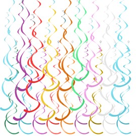 Bunte Hängewirbel aus Kunststoff, Luftschlangen, Party-Dekorationen, Party-Luftschlangen, Dekoration für Decke, Geburtstag, Hochzeit, Babyparty, Klassenzimmer, Candyland, 36 Stück