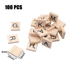 Pack of 100 Wooden Letters, Wooden Letters Scrabble, Wooden Letters Small, Scrabble Letters Wood, A to Z, with Numbers, for Crafts, Spelling, Gift, Learning, 20 x 18 x 4 mm