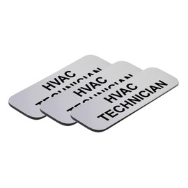HVAC Technician 1 x 3" Name Tag/Badge, Silver, (3 Pack)