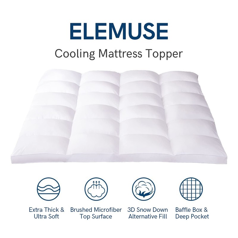 ELEMUSE Full XL Mattress Topper for Back Pain, Extra Thick
