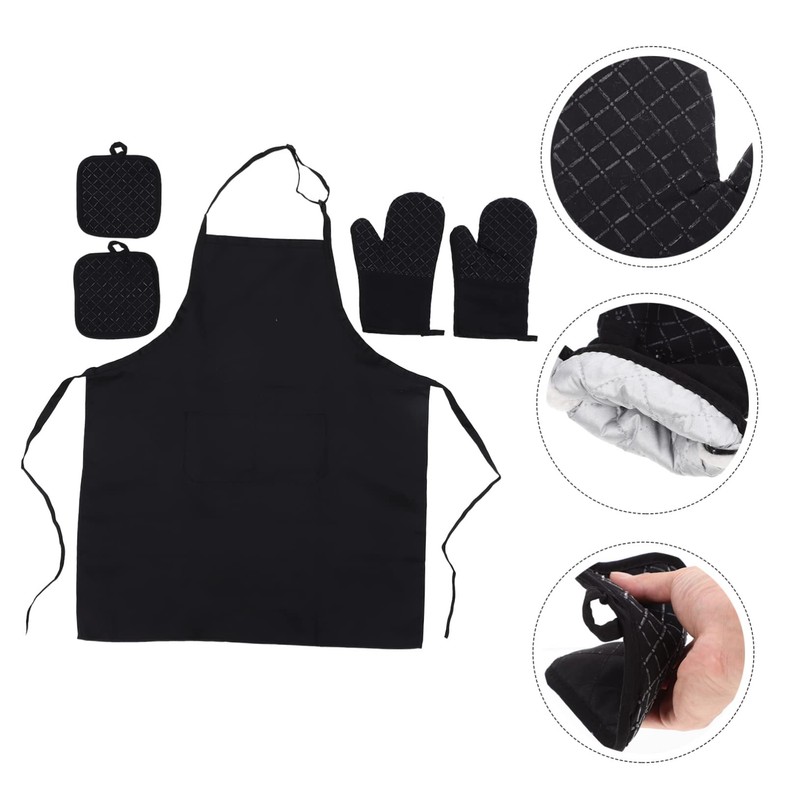 KICHOUSE Cooking Set Apron Suit Oven Mitts Pot Holders Baking