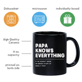 FTWID Papa Gifts Coffee Tea Cup, Papa Knows Everything, Birthday Gifts for Papa from Daughter,Son,Wife, Papa Fathers Day Gift, Birthday Gifts,Christmas Gift -36