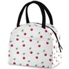 ZzWwR Cherry Leaves Floral Insulated Lunch Bag, Reusable Multi-Pocket Container