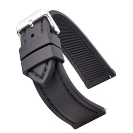 ALPINE Smooth & sporty silicone stitched watch band with quick release spring bars- Black/ White, Black/ Red, Black/Blue, Black/ Yellow, Black/ Orange in sizes 18mm, 20mm, 22mm & 24mm 22 mm