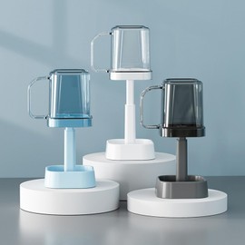 Runivor Toothbrush Holder with Toothbrush Cup & Detachable Divider - Electric Toothbrush Holders for Bathrooms Countertop, Shower, Vanity, Drainage Storage Caddy for Tooth Brush and Toothpaste (Blue)