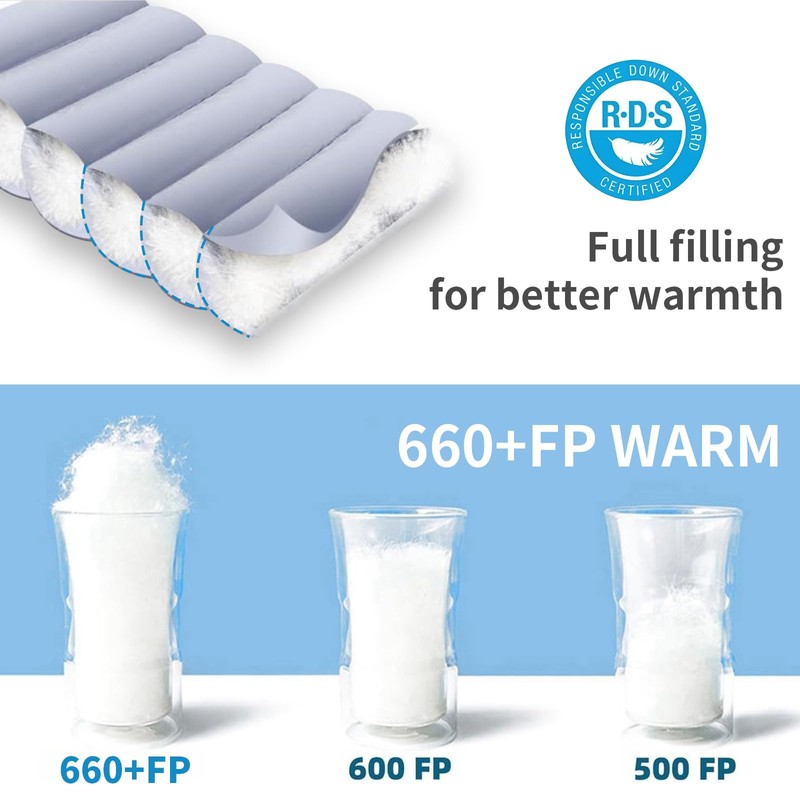 QEZER Down Sleeping Bag, Only 820 g, Lightweight Sleeping Bag,