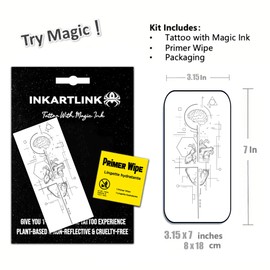 INKARTLINK Semi Permanent Tattoo, party tattoo, beautiful and realistic design, fun tattoo experience, cruelty-free, non-reflective, waterproof (Heart Hrain Creative Geometric Graphics)