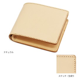 Sapporo Leather Craftsman Bifold Wallet, No Coin Case, Made in Japan, Cowhide Leather, Nume Leather, Natural, natural