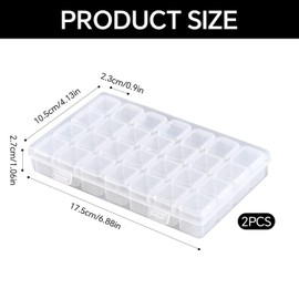 Pack of 2 Storage Boxes with 28 Compartments, Accessory Box for Diamond Painting, Storage Box for Jewellery, Organiser Box for Gadgets, Split Storage Box, Container for Loose Beads