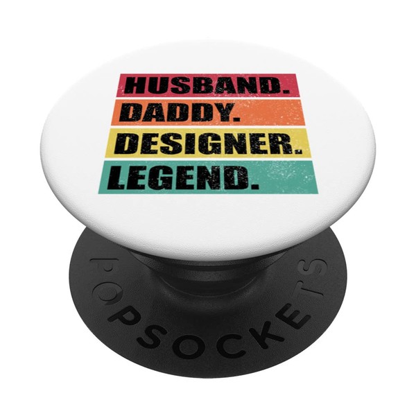 Husband Daddy Designer Legend Retro Father's Day PopSockets Swappable PopGrip