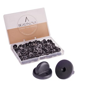 BEADNOVA Rubber Pin Back Butterfly Clutch Backings Pin Cap Replacement for Badges, Lapel Pinback (50pcs)