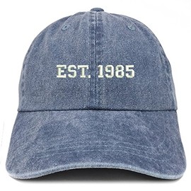 Trendy Apparel Shop EST 1985 Embroidered - 39th Birthday Gift Pigment Dyed Washed Cap - Navy