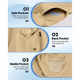 maamgic Men's 5 inch Inseam Shorts Pull-On Relaxed Fit Comfort Stretch Short Shorts with Pocket Washed Khaki Large