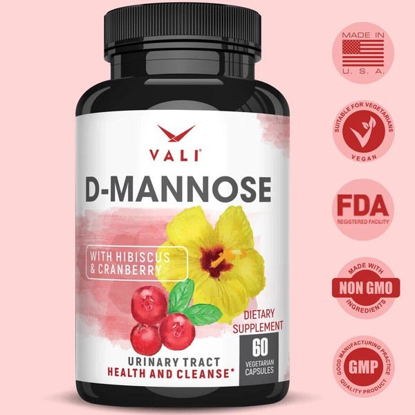 VALI D-Mannose UTI Support - Urinary Tract Health & Cleanse, 60 Veg Capsules