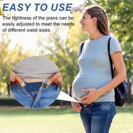 Extension Strap for Trouser Circumference, Waistband Extension with Buttons, Elastic Belt for Pregnant Women, Extension Belt with Buttons (Set of 4)