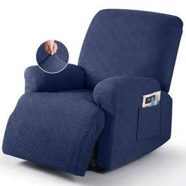 Timeles Recliner Covers Extra Wide Recliner Chair Covers Reclining Couch Covers Sofa Slipcovers Stretch Soft Washable (Single-Seater Oversized, Navy Blue)