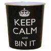 JVL Keep calm and bin it black waste paper bin 25x26.5cm 100% polypropylene