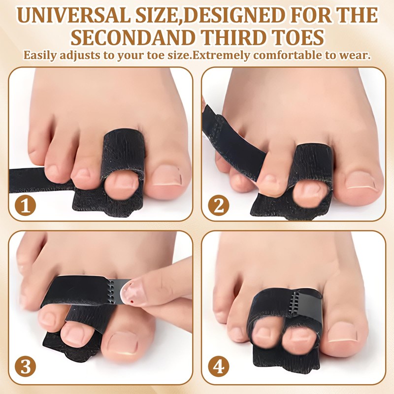 Pack of 2 Black Hammer Toe Splint with Aluminium Plates,