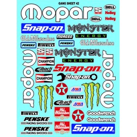 Clear Vinyl R/C Racing Sponsor Sticker Gang Sheet 42-1/8th – 1/10th Scale Model Decal Sticker Sheet R/C Lexan Body - Decorate Your R/c Cars, Boats, Truck Model – Die-Cut to Shape - Peel & Stick