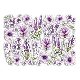 A4 Sticker Sheet Lavender Vinyl Stickers - Purple Floral Flowers Watercolour Girls Women Friend Scrapbooking Wheelie Bins Decal #81461
