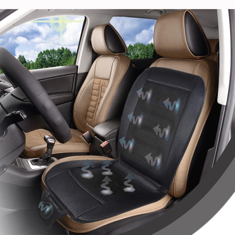 Zone Tech Cooling Car Seat Cushion - Black Automotive Adjustable