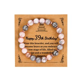 VivaGem 61st Birthday Gift for Mother,Bracelets for Women,Natural Stone Bracelets for Women and Wife.Handcrafted Elastic String Crystal Gem Beads., 61st, Stone, no gemstone