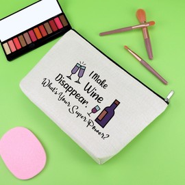 Wine Lovers Gifts for Women Makeup Bag Wine Drinker Gifts Wine Gifts for Mom Wife Sister Colleague Friendship Gifts Wine Gifts for Wine Lovers Coworker Christmas Birthday Gifts Travel Cosmetic Pouch