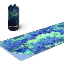 Yoga Towel Non-Slip for Yoga Mat - Quick-Drying Yoga Blanket & Yoga Accessories - Lightweight & Foldable for Travel - With Grip for Pilates, Green & Blue