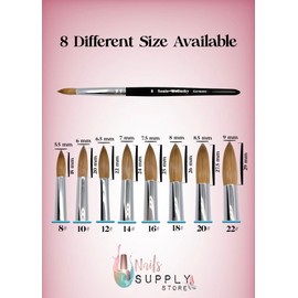 sonic kolinsky Acrylic Nail Brush Pure Kolinsky Hair Round Shape Redwood handle Size #8 to #22 Pick Your Size (Size #14)