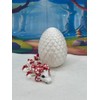 3D Printed Dragon with Egg and Articulated Mouth - White