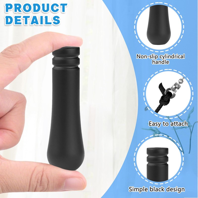 Bathroom Light Pull Cord Handle, 1.5m Braided Nylon Black Pull