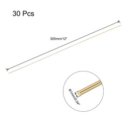 sourcing map Brass Rod,Brass Solid Round Rod 1mm Diameter 305mm Length Lathe Bar Stock for RC Model DIY Craft Pack of 30