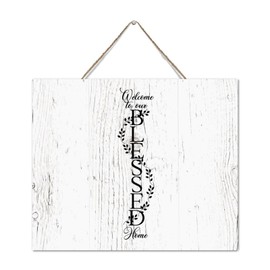 Autravelco Welcome to Our Blessed Home Farmhouse Wall Décor Wooden Sign 10x12 Inch Retro Wall Art Wood Plaque with Sayings Home Decor for Living Room Office