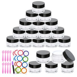 20 Pack 1oz Plastic Containers with Lids, Jars with Lids, Great for storing,lip balms, creams, ointments, cosmetics, samples