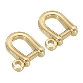 PATIKIL D-Ring Shackle, 2 Pack 9mm Inner Width Brass Pin Shackle U Type Fob Key Hook Small Bow Shackles for DIY Craft Leather Replacement