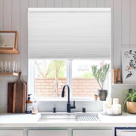 MiLin Cordless Cellular Shades No Tools No Drill Blinds for Windows Shades for Indoor Windows Magnetic Door Blinds (Blackout - White, 51" W x 48" H)