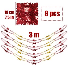8pcs Christmas Ceiling Decorations Gold Red Foil Christmas Decorations Indoor Christmas Hanging Decorations Garland Decorations for Xmas New Year Party (Gold & Red)