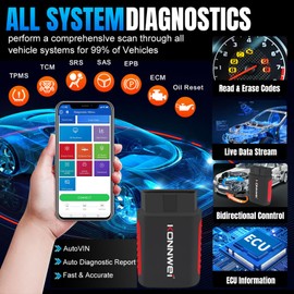 KONNWEI KDIAG OBD2 Scanner Bluetooth - Full System Diagnostic Tool w/Bi-Directional Control, Oil/EPB/DPF/BMS Reset for 40+ Vehicles, Lifetime iOS Android App, AutoVIN & Case