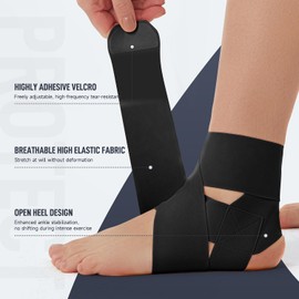 Domaste Ultra Thin Ankle Wraps Ankle Brace for Men ＆ Women, Adjustable Ankle Straps for Arch, Sprained Foot, Tendinitis, Football, Basketball, Running（Black, Pack of 1）