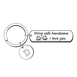 Valentines Day Gift for Him,Couple Keychain 26 Initial Letter Letters Keychain Gifts for Boyfriend Husband Dad Birthday Gifts (D)