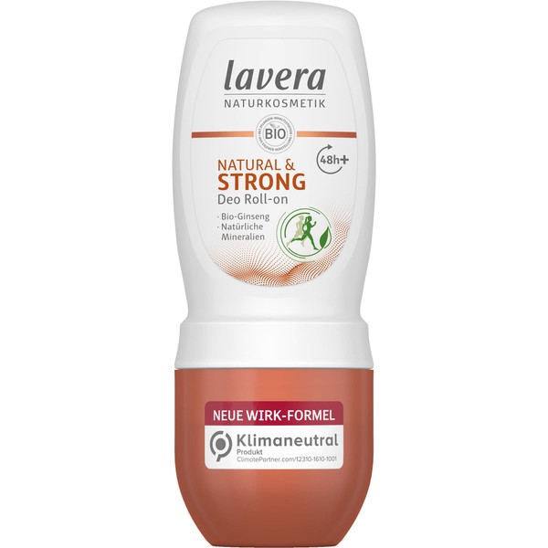 Lavera Natural & Strong Roll-On Deodorant 48+ h - Vegan - Natural Cosmetics - Organic Ginseng & Natural Minerals - No Aluminium - Reliably Protected - 48 Hours Deodorant Protection - 50 ml