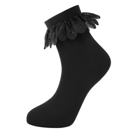 JDGFH Ruffle socks, women's 39-43, socks with ruffles, women's socks with ruffles, socks with ruffles, black