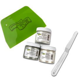 The Crafter's Workshop Dreamy Creams Stencil Butter Starter Kit – 5-Pc Set Includes 3 Colors in 2-oz Jars of Paint Paste and 2 Spreading Tools for Vibrant Textured Artwork