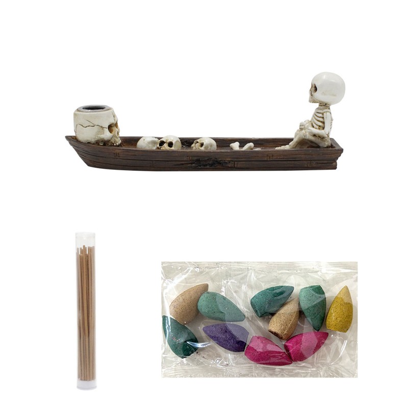 Skeleton Boat Incense Burner Holder Creative Incense Ash Catcher Tray